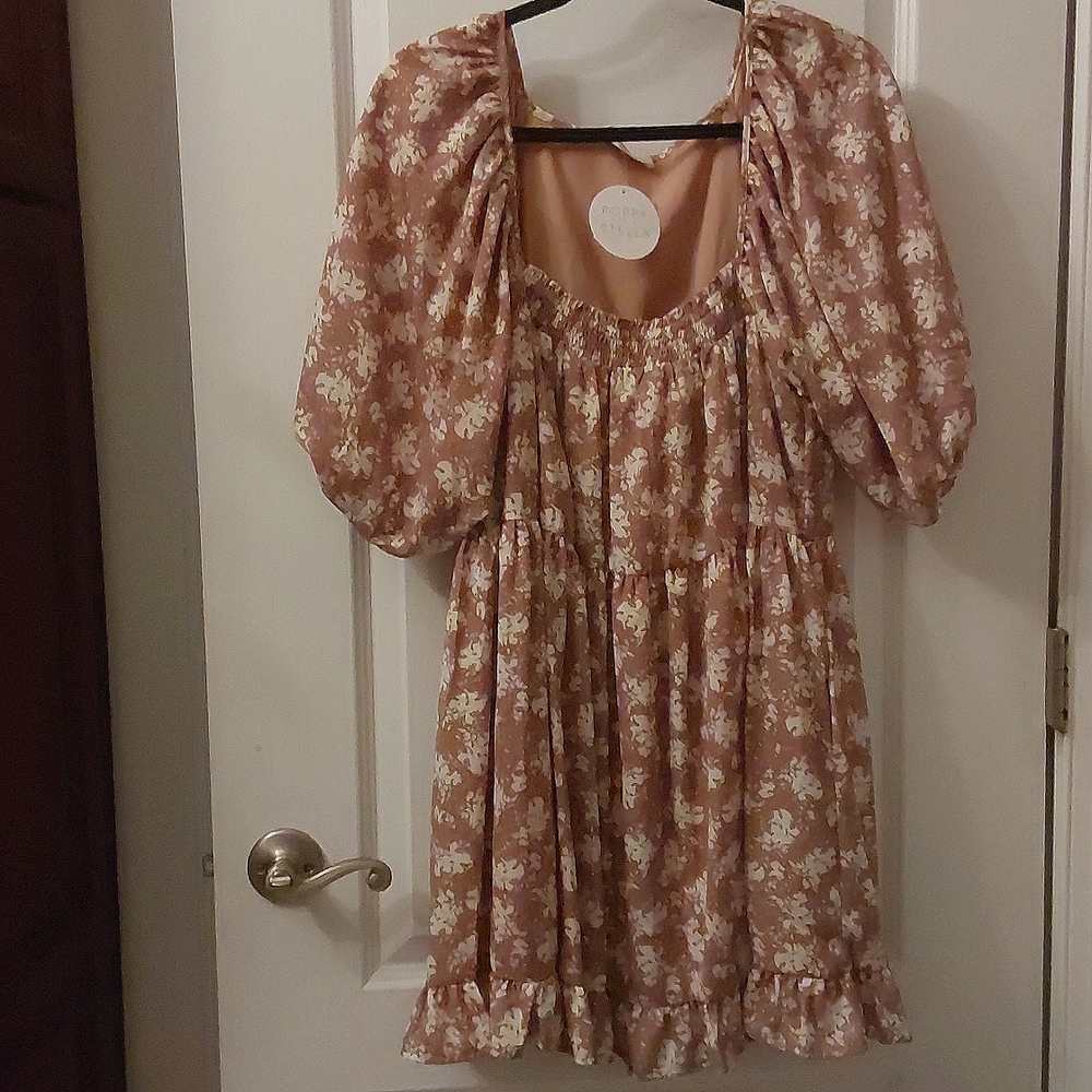 Poppy &Stella Kylan Square Neck Puff Sleeve Dress size M